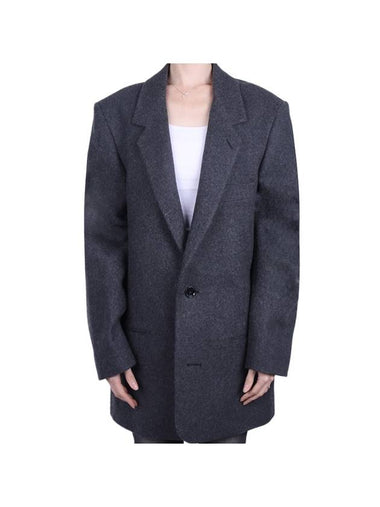 Women's Boxy Single Wool Jacket Grey - LEMAIRE - BALAAN 1