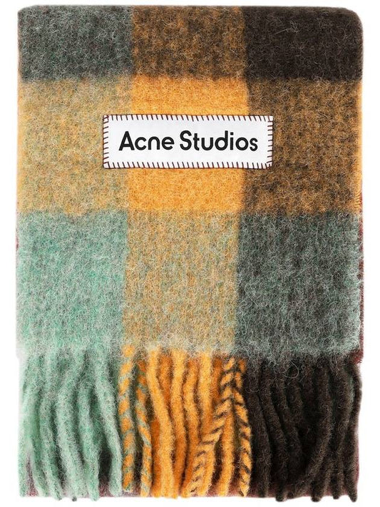 Check Mohair Muffler Chestnut Brown Yellow Green - ACNE STUDIOS - BALAAN 2