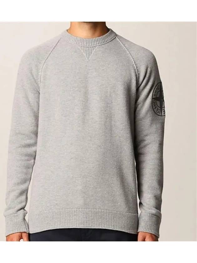 Geelong Wool Embroidery Crewneck Knit Top Light Grey - STONE ISLAND - BALAAN 4