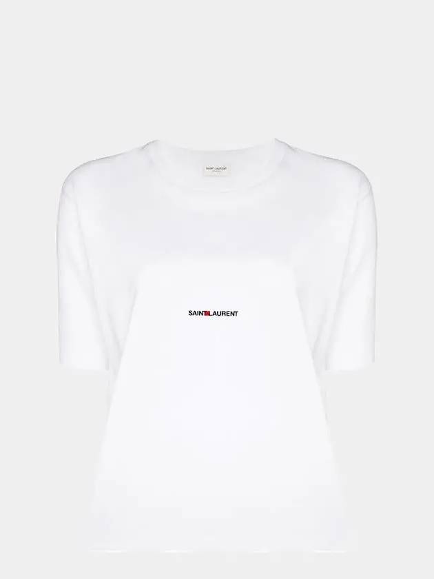 Rive Gauche Short Sleeve T-Shirt White - SAINT LAURENT - BALAAN 2