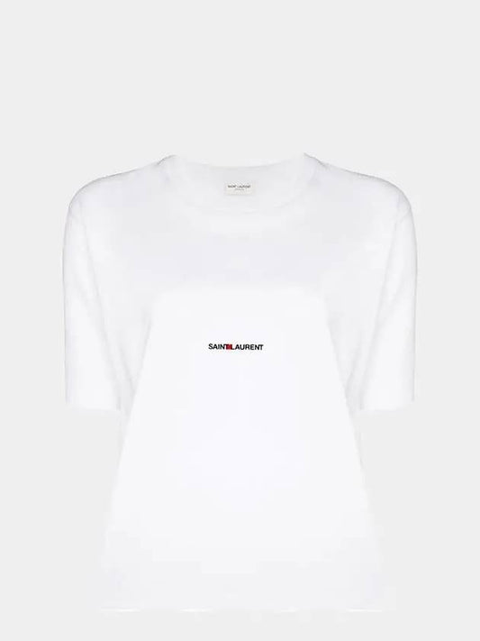 Rive Gauche Short Sleeve T-Shirt White - SAINT LAURENT - BALAAN 2