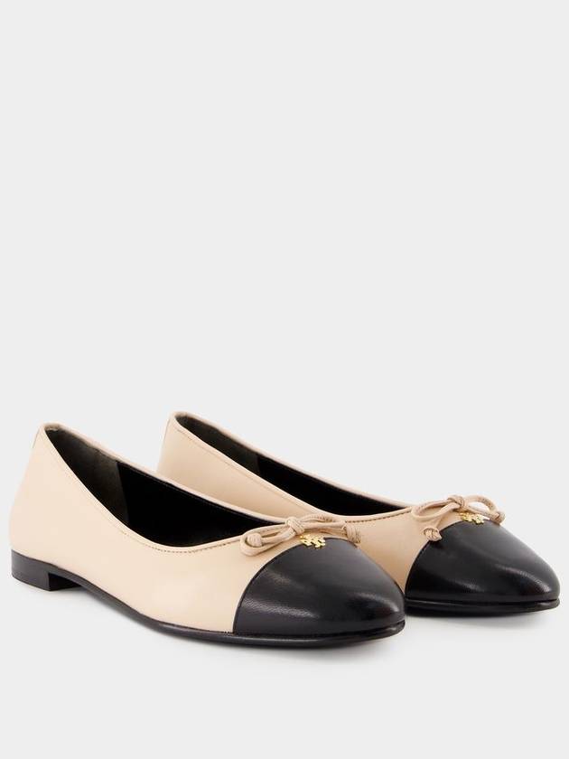 Leather Cap Toe Ballerina Beige - TORY BURCH - BALAAN 3