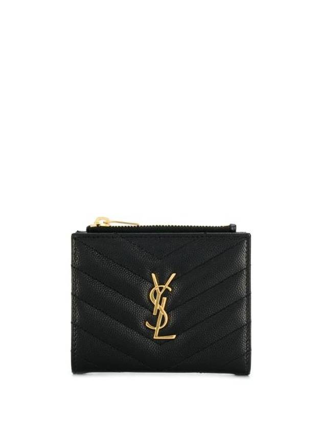 Cassandre Matelasse Grain De Poudre Embossed Leather Half Wallet Black - SAINT LAURENT - BALAAN 2