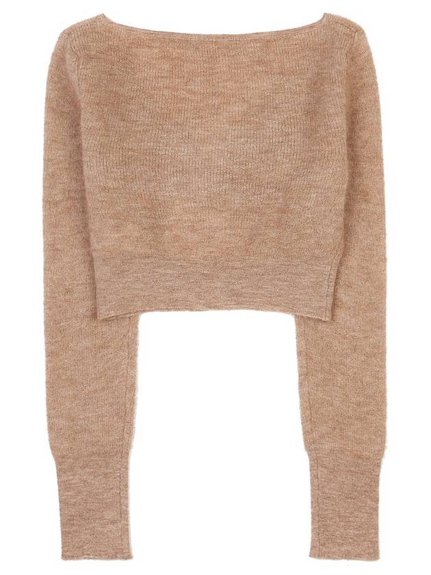 Le Alzou Cropped Mohair Cardigan Light Brown - JACQUEMUS - BALAAN 3