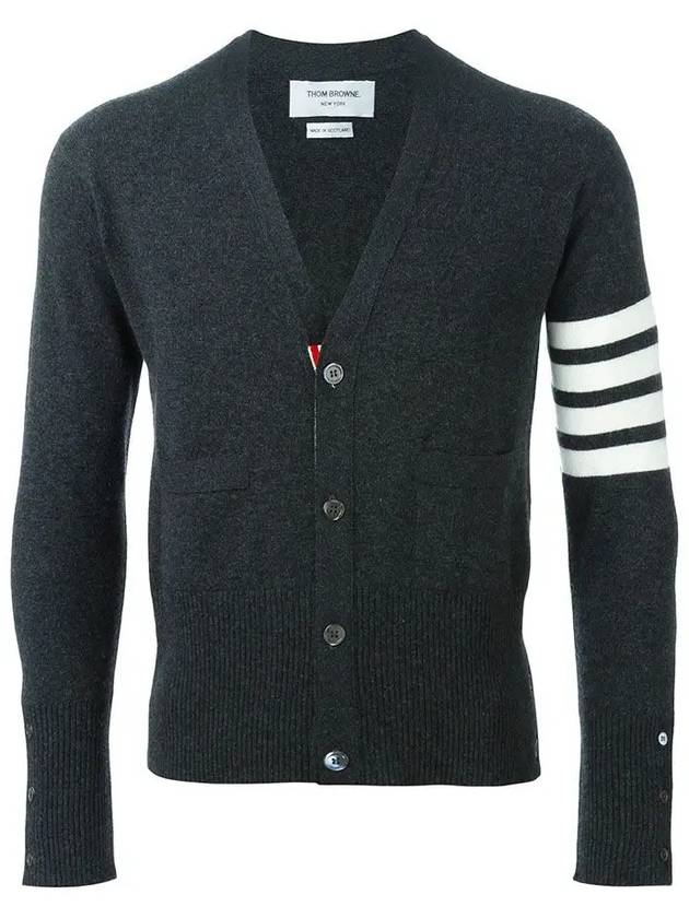 Men's Diagonal Classic Cashmere Cardigan Dark Grey - THOM BROWNE - BALAAN 3