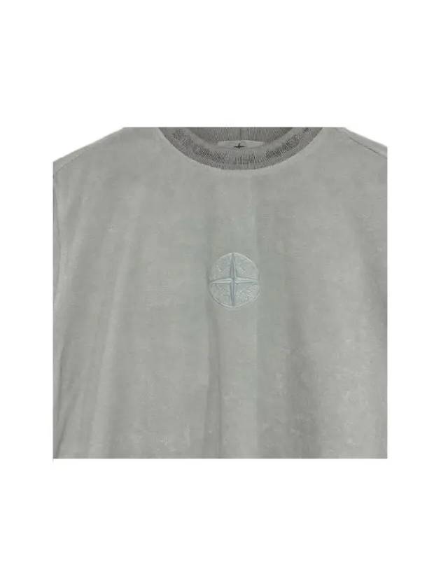 Men's Embroidered Logo Terry Fleece Sweatshirt Light Grey - STONE ISLAND - BALAAN 4