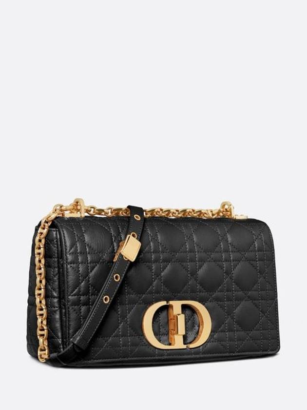 Women's Caro Supple Cannage Calfskin Medium Cross Bag Black - DIOR - BALAAN 3