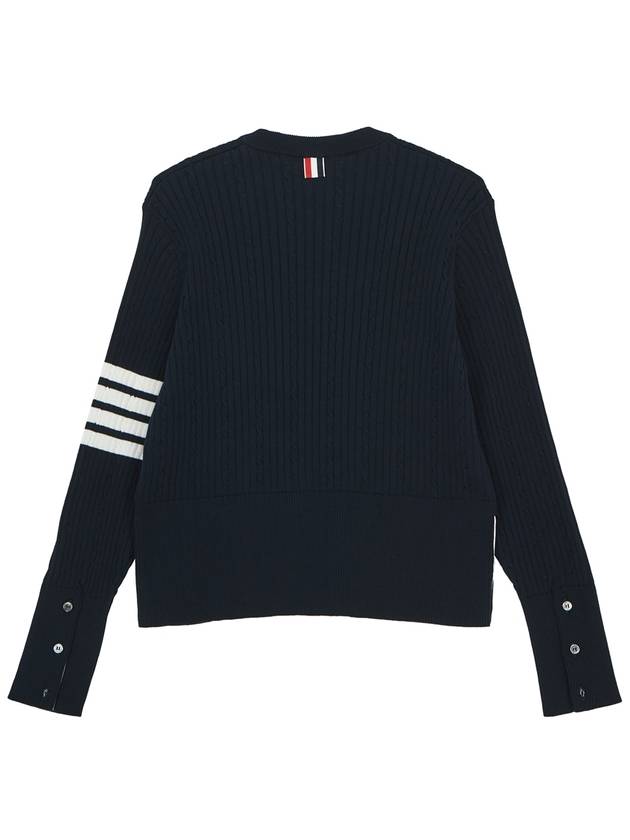 Baby Cable Cotton 4 Bar Crew Neck Knit Top Navy - THOM BROWNE - BALAAN 3