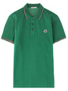 Three Stripes Logo PK Shirt Green - MONCLER - BALAAN.