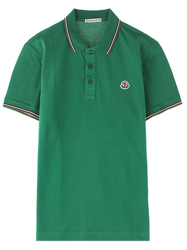 Three Stripes Logo PK Shirt Green - MONCLER - BALAAN.