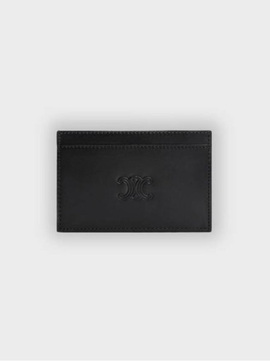 Satinated Calfskin Triomphe Embossed Card Wallet Black - CELINE - BALAAN 2