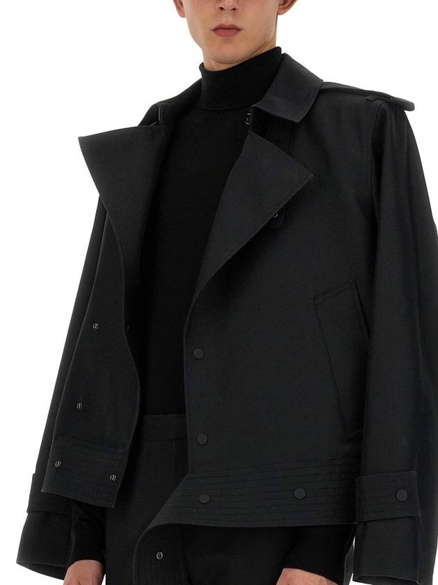 Silk Blend Trench Jacket Black - BURBERRY - BALAAN 5