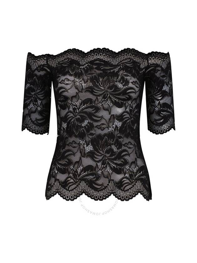 Rabanne Ladies Black Off Shoulder Lace Top, Brand Size 34 (US Size 2) - PACO RABANNE - BALAAN 1