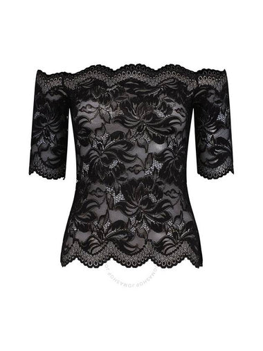 Rabanne Ladies Black Off Shoulder Lace Top, Brand Size 34 (US Size 2) - PACO RABANNE - BALAAN 1