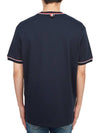 RWB Trimmed Cotton Short Sleeve T-Shirt Navy - THOM BROWNE - BALAAN 4