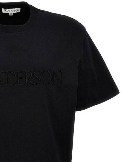 Embroidered Logo Cotton Short Sleeve T-Shirt Black - JW ANDERSON - BALAAN 2