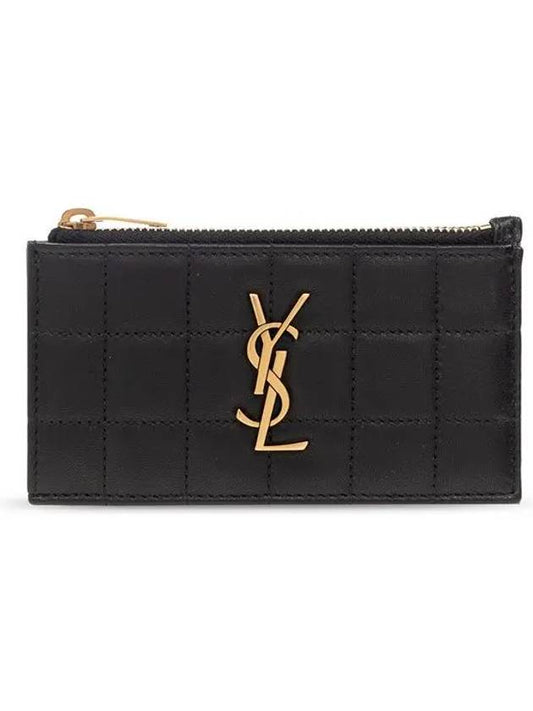 Cassandra Matelasse Leather Card Wallet Black - SAINT LAURENT - BALAAN 2