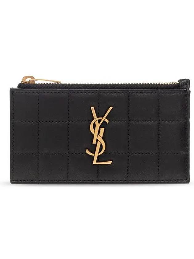 Cassandra Matelasse Leather Card Wallet Black - SAINT LAURENT - BALAAN 3