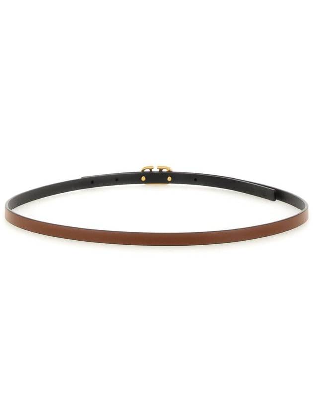 V Logo Signature Reversible Leather Belt Brown - VALENTINO - BALAAN 4