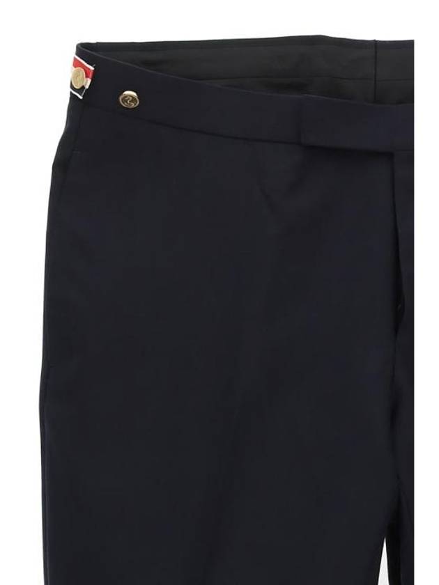 Low Rise Side Tab Wool Slacks Navy - THOM BROWNE - BALAAN 4