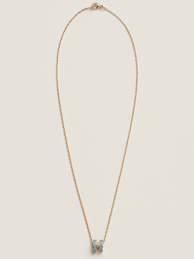 Mini Pop H Pendant Necklace Gold Blue Lin - HERMES - BALAAN 3