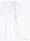 String Cotton Poplin Short Dress Bright White - GANNI - BALAAN 2