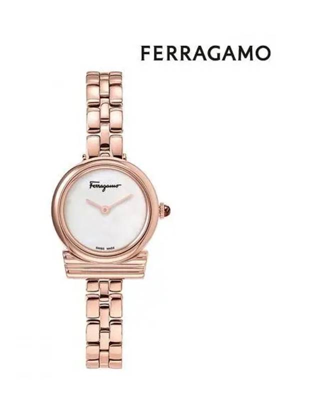 Women Gancini Metal Watch Rose Gold White - SALVATORE FERRAGAMO - BALAAN 2