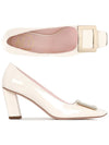 Metal Buckle Patent Leather Pumps Off White - ROGER VIVIER - BALAAN 2