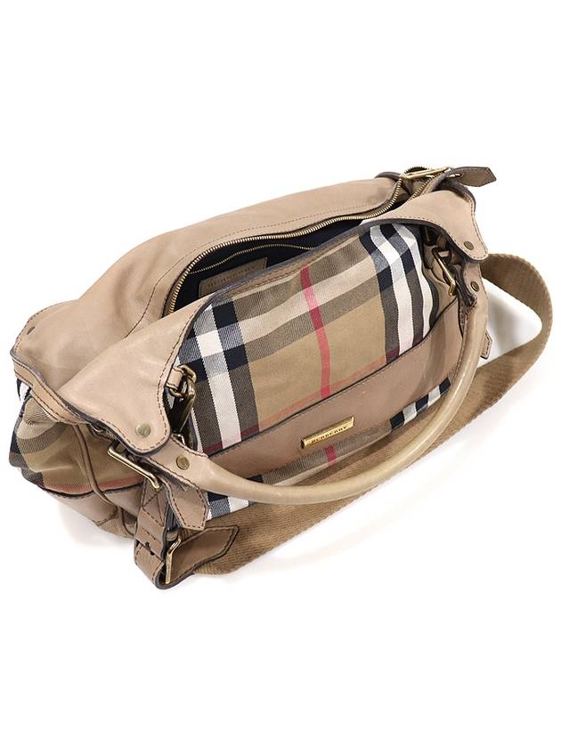 Burberry 3732783 House Check Beige Leather LICHFIELD Large 2WAY - BURBERRY - BALAAN 4