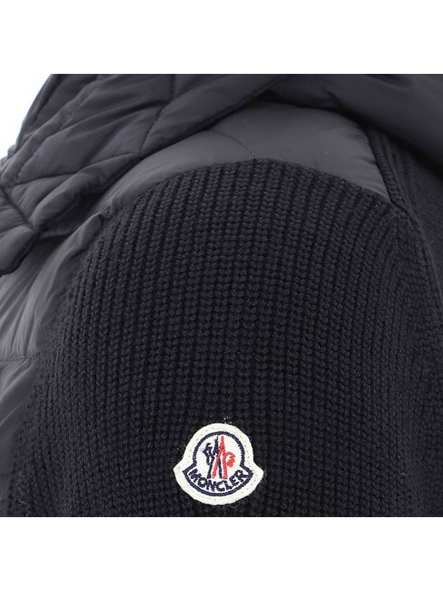 Logo Patch Padded Wool Cardigan Black - MONCLER - BALAAN 5