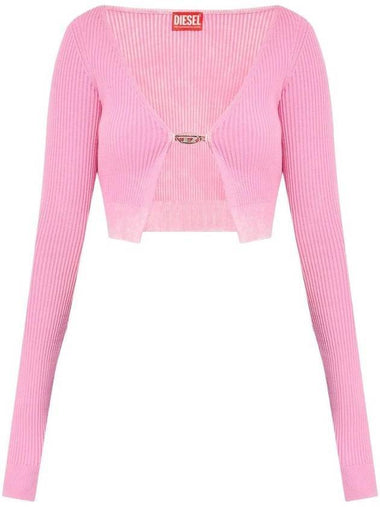 M Latina Cropped Knit Cardigan Pink - DIESEL - BALAAN 1