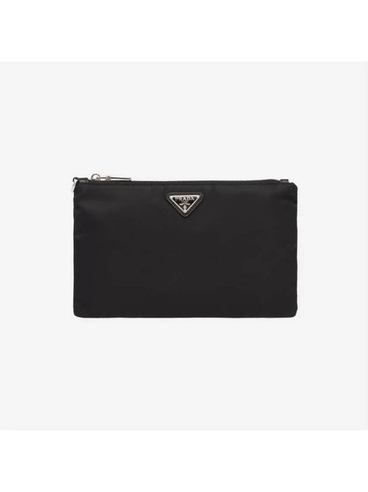 Saffiano Leather Strap Nylon Clutch Bag Black - PRADA - BALAAN 2