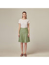 Two tone linen pleated midi skirt green - RS9SEOUL - BALAAN 3