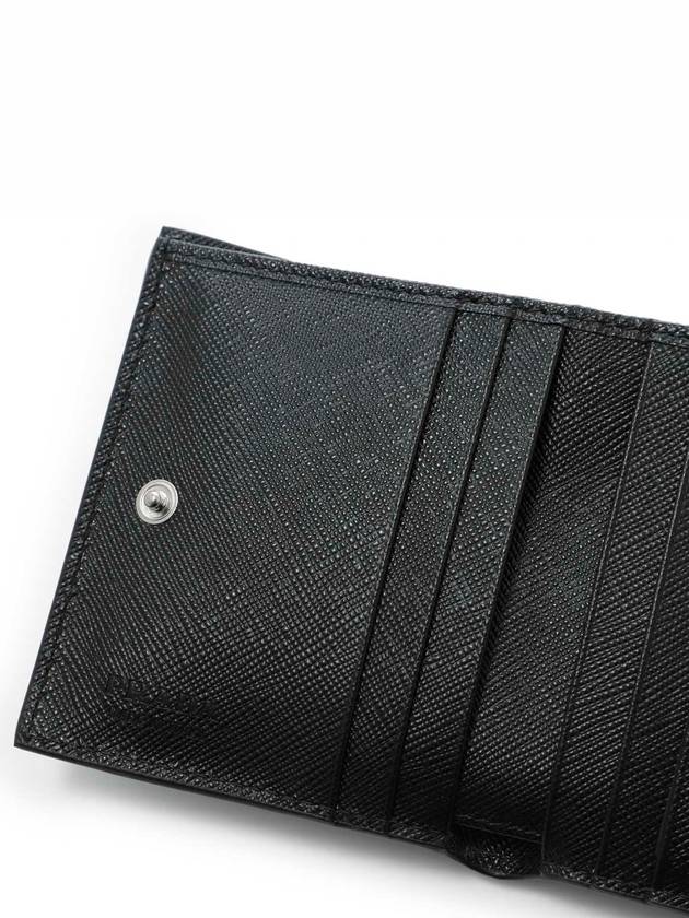 Triangle Logo Saffiano Half Wallet Black - PRADA - BALAAN 7