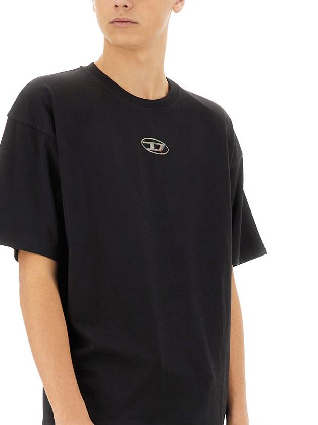 Logo Plaque Short Sleeve T-Shirt Black - DIESEL - BALAAN 5