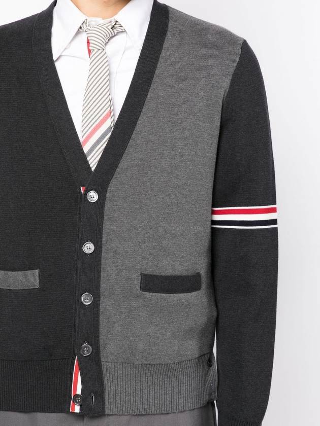 Funmix Cotton ArmBand V-Neck Cardigan Tonal Grey - THOM BROWNE - BALAAN 6