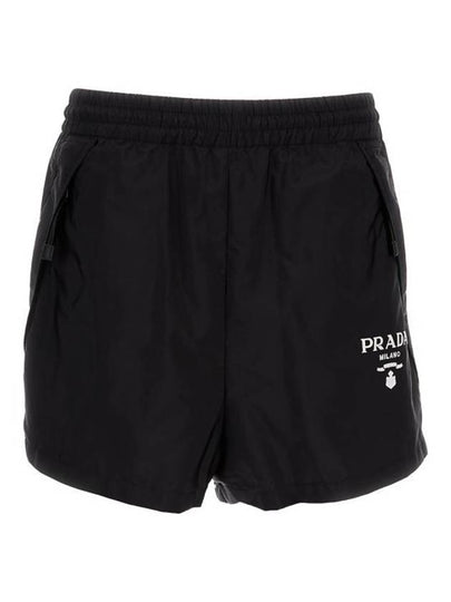 Logo Print Shorts Black - PRADA - BALAAN 2