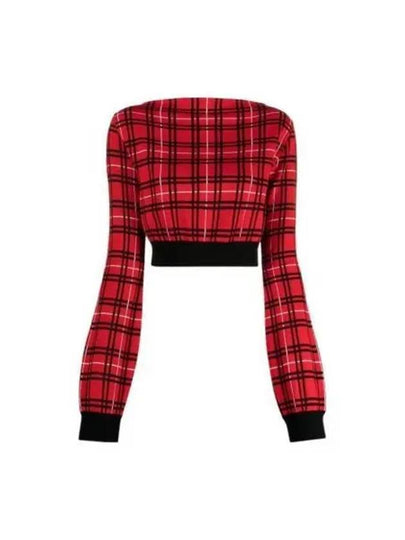 Logo Check Knit Top Red - MARNI - BALAAN 2