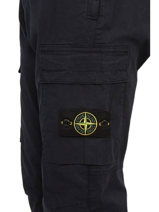 Stretch Cotton Gabardine Garment Dyed Cargo Straight Pants Navy - STONE ISLAND - BALAAN 4