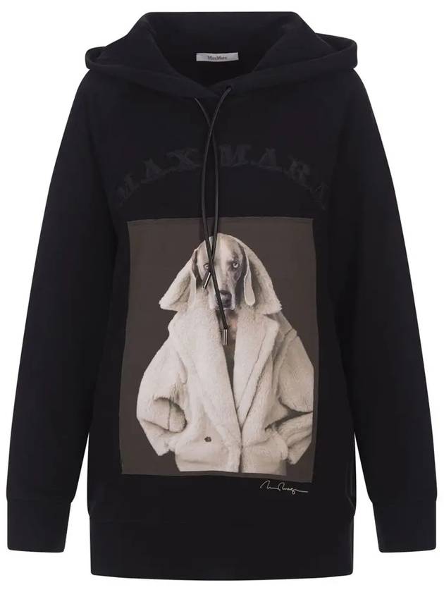 Lillo Graphic Print Cotton Hoodie Black - MAX MARA - BALAAN 3