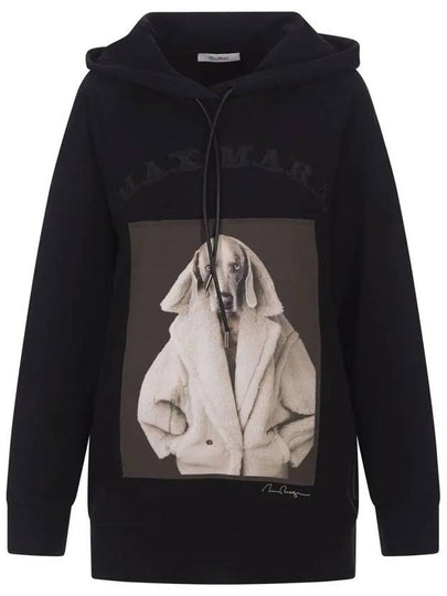 Lillo Graphic Print Cotton Hoodie Black - MAX MARA - BALAAN 2