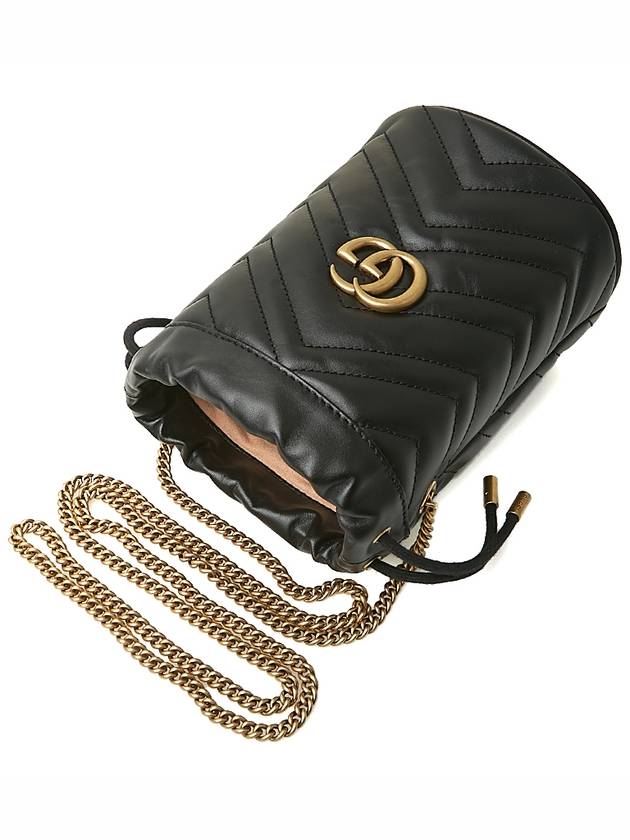 GG Marmont Gold Chain Mini Bucket Bag Black - GUCCI - BALAAN 5