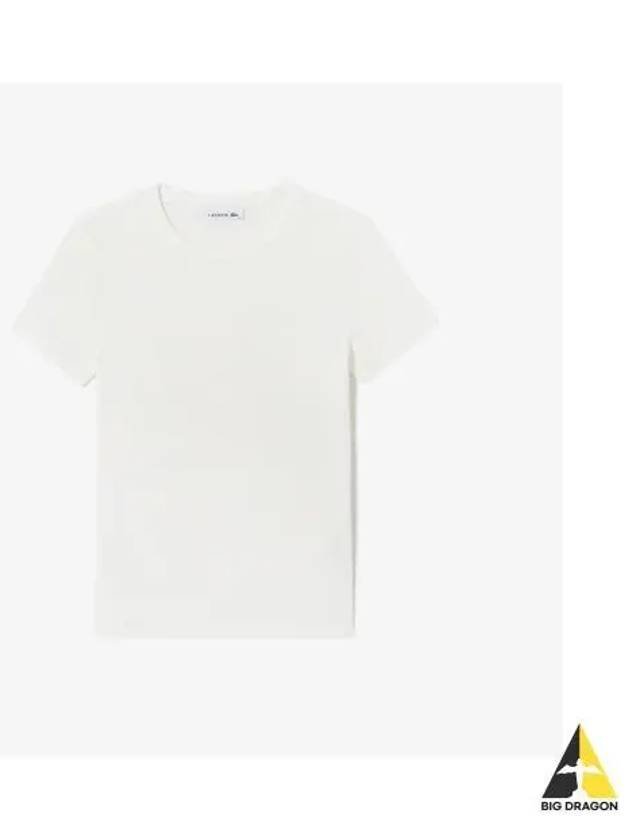 Women s Rib Tissue Slim Fit T Shirt OFFWHITE Off White - LACOSTE - BALAAN 1