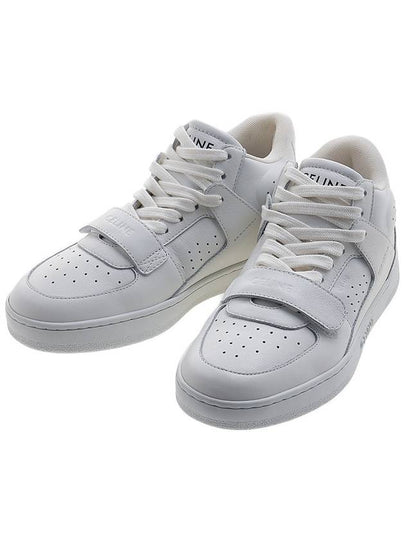 CT02 Trainer Scratch Calfskin High Top Sneaker Optic White - CELINE - BALAAN 2