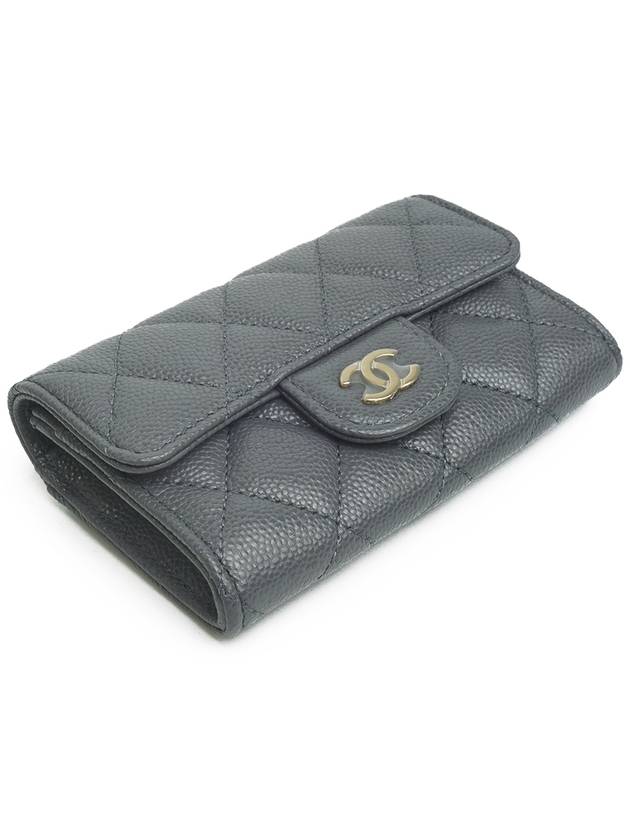 Classic card wallet snap gold gray caviar full set - CHANEL - BALAAN 3