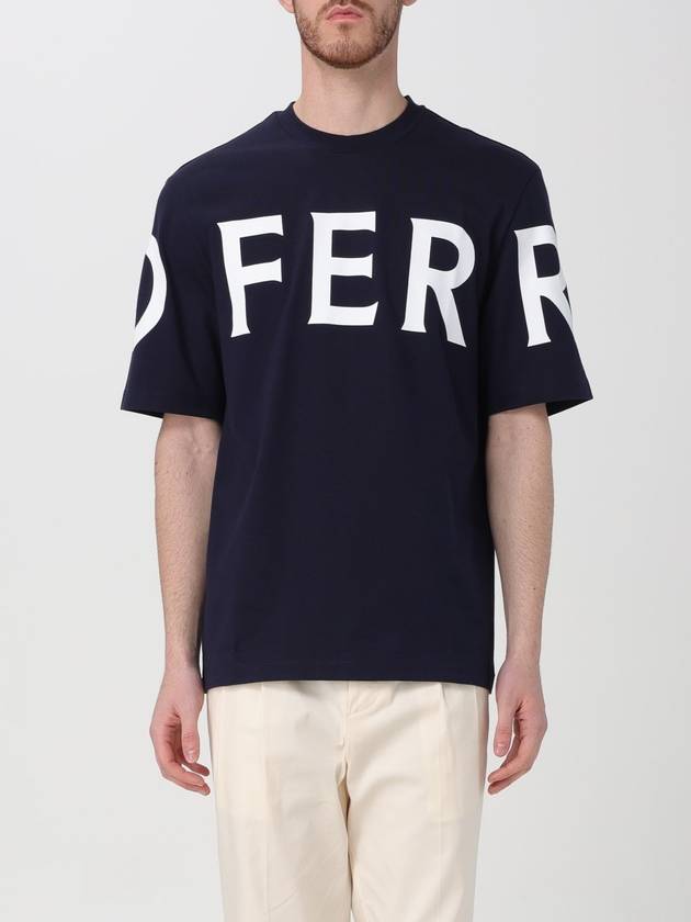 Big Logo Cotton Short Sleeve T-Shirt Navy - SALVATORE FERRAGAMO - BALAAN 2