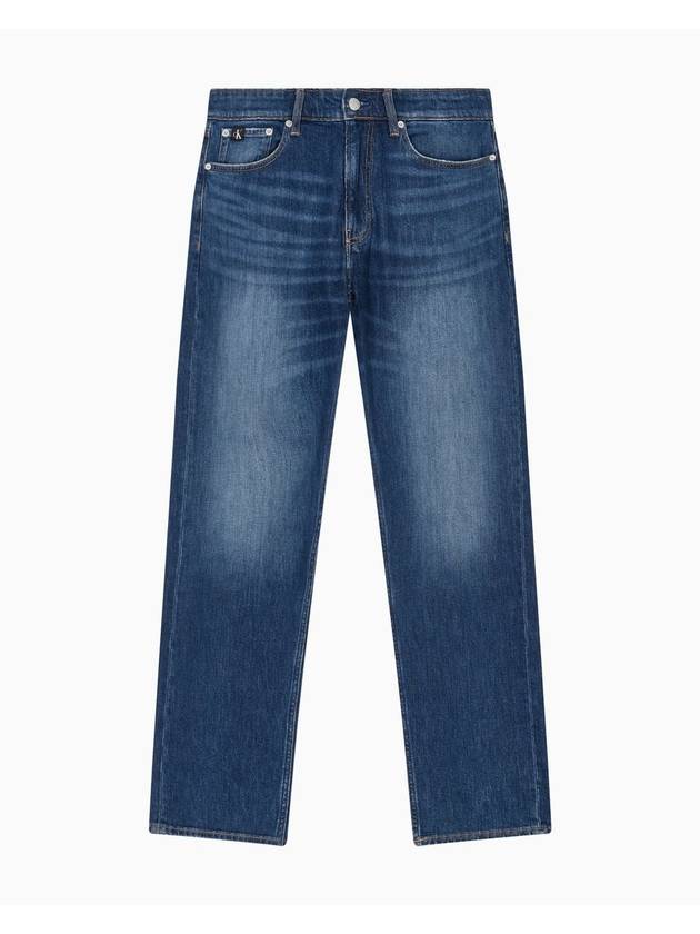 Jeans Slim Straight Crop Denim Jeans Dark Blue - CALVIN KLEIN - BALAAN 1