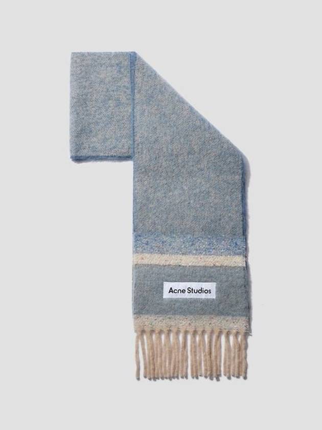 Logo Patch Fringe Muffler Denim Blue - ACNE STUDIOS - BALAAN 3