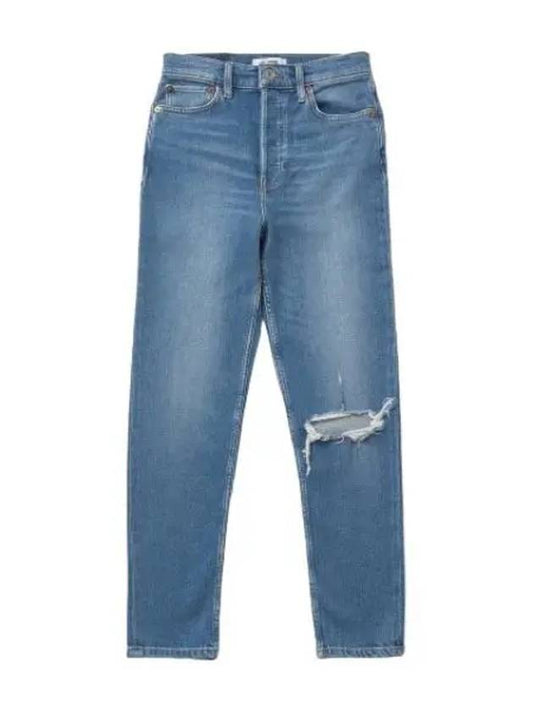 High Rise Ankle Cropped Denim Pants One Brook Blue Jeans - RE/DONE - BALAAN 1