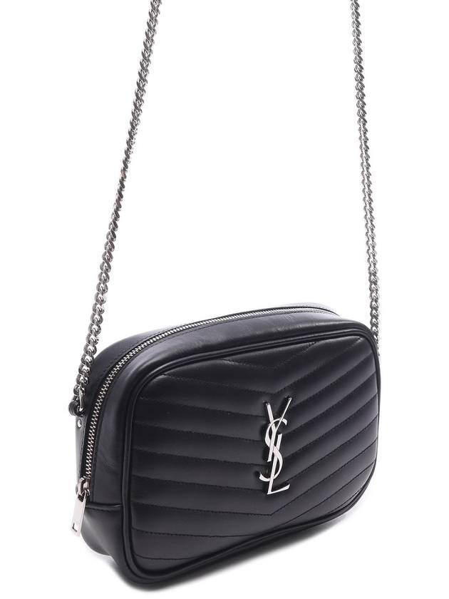 Lou Quilted Leather Mini Cross Bag Black - SAINT LAURENT - BALAAN 4